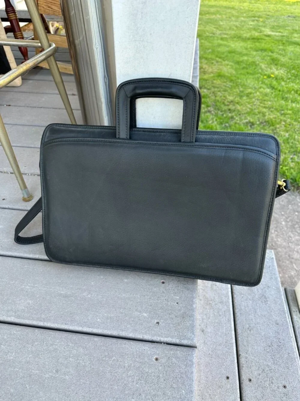 Jack George’s Leather Briefcase Black Removable Strap Excellent condition